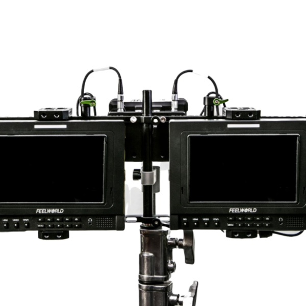 TRIGYN GEAR Dual Monitor Director Kit Cage with Gold Mount 8-Port Power Distro Box