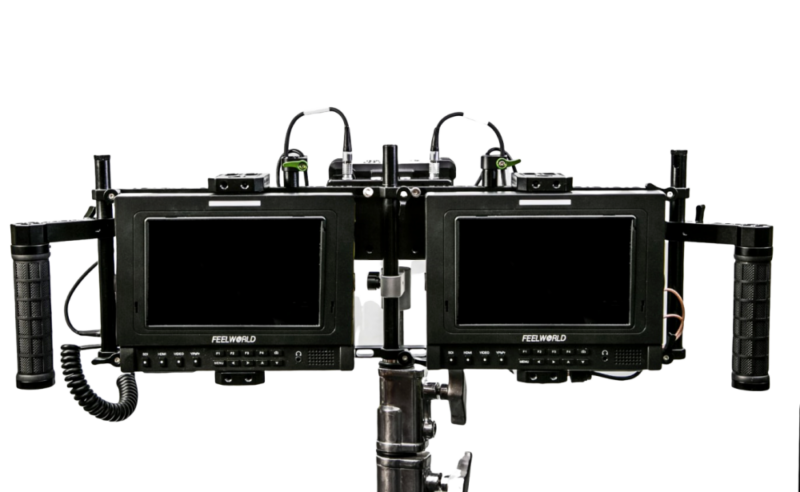 TRIGYN GEAR Dual Monitor Director Kit Cage with Gold Mount 8-Port Power Distro Box