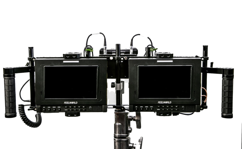 TRIGYN GEAR Dual Monitor Director Kit Cage with Gold Mount 8-Port Power Distro Box