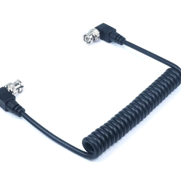 Coiled SDI cable with right angle connectors