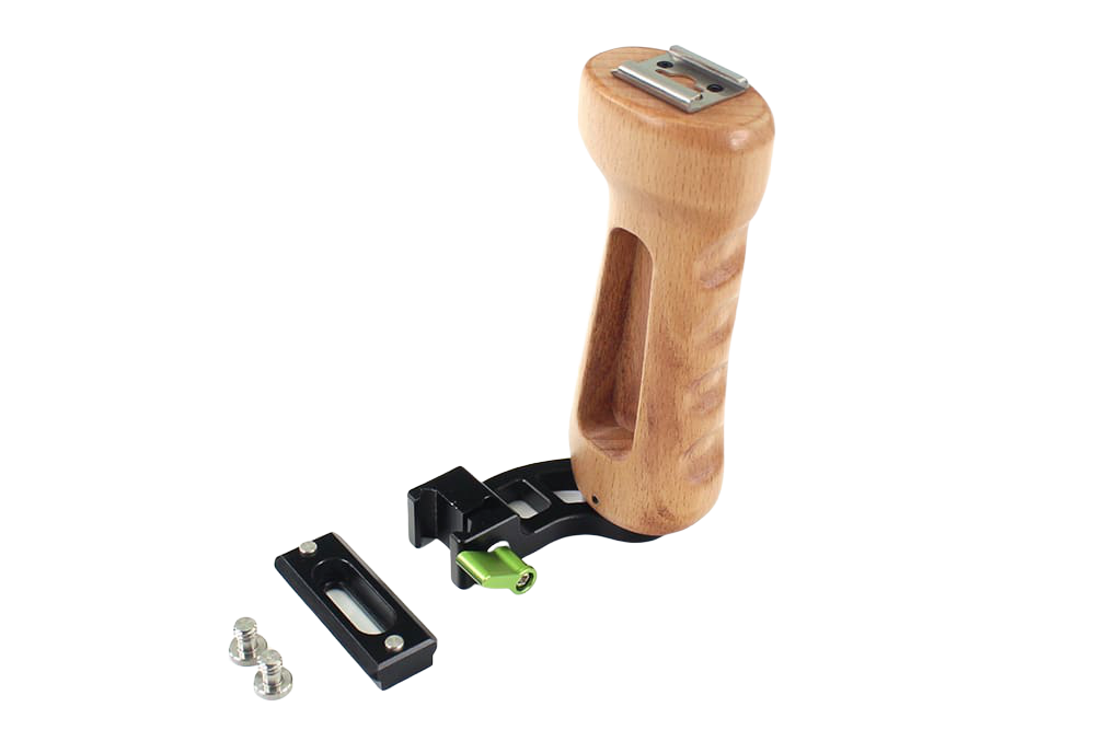 Wooden left handle with nato rail for cage