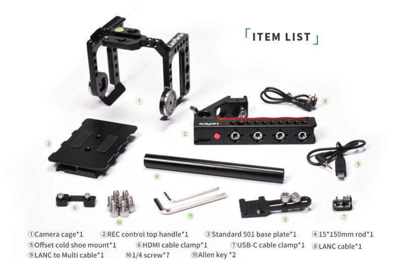 LanParte Z CAM E2-S6/F6/F8 camera cage with R/S LANC top handle - Image 6