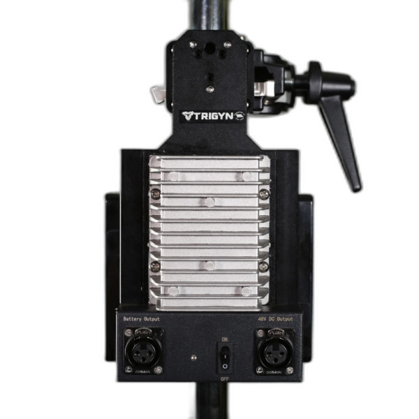 TRIGYN Power U-Bolt 650W 48V/28VDC Universal Quick Release U-Shaped Bracket with Dual Gold Mount Battery Plates BEST for 650W Max LED Fixtures. Vortex 8 Orbiter