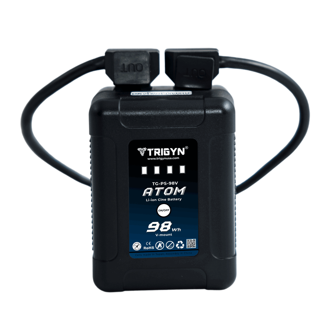 TRIGYN ATOM Pocket-Series 98Wh V Mount Mini Cine Rechargeable Li-ion Battery  TSA Safety On-Board Compliant