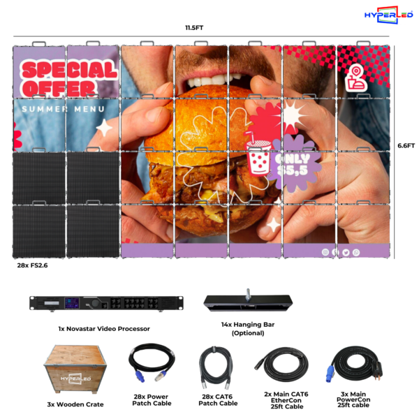 HyperLED Indoor Fixed P2.6mm 11.5'by 6.6' LED Video Wall Turnkey Solution