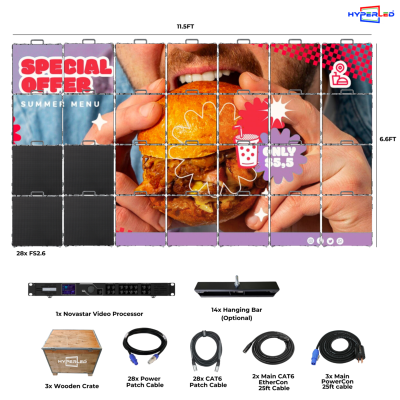 HyperLED Indoor Fixed P2.6mm 11.5'by 6.6' LED Video Wall Turnkey Solution