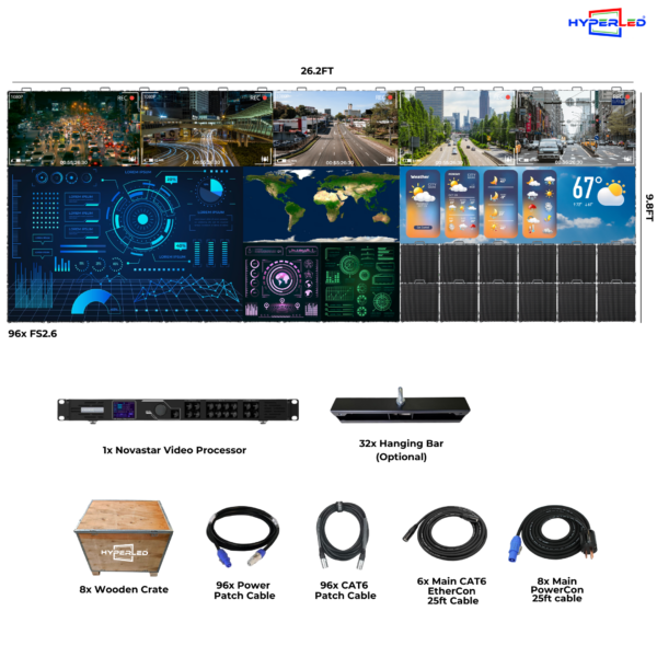 HyperLED Indoor Fixed P2.6mm 26.2'by 9.8' LED Video Wall Turnkey Solution