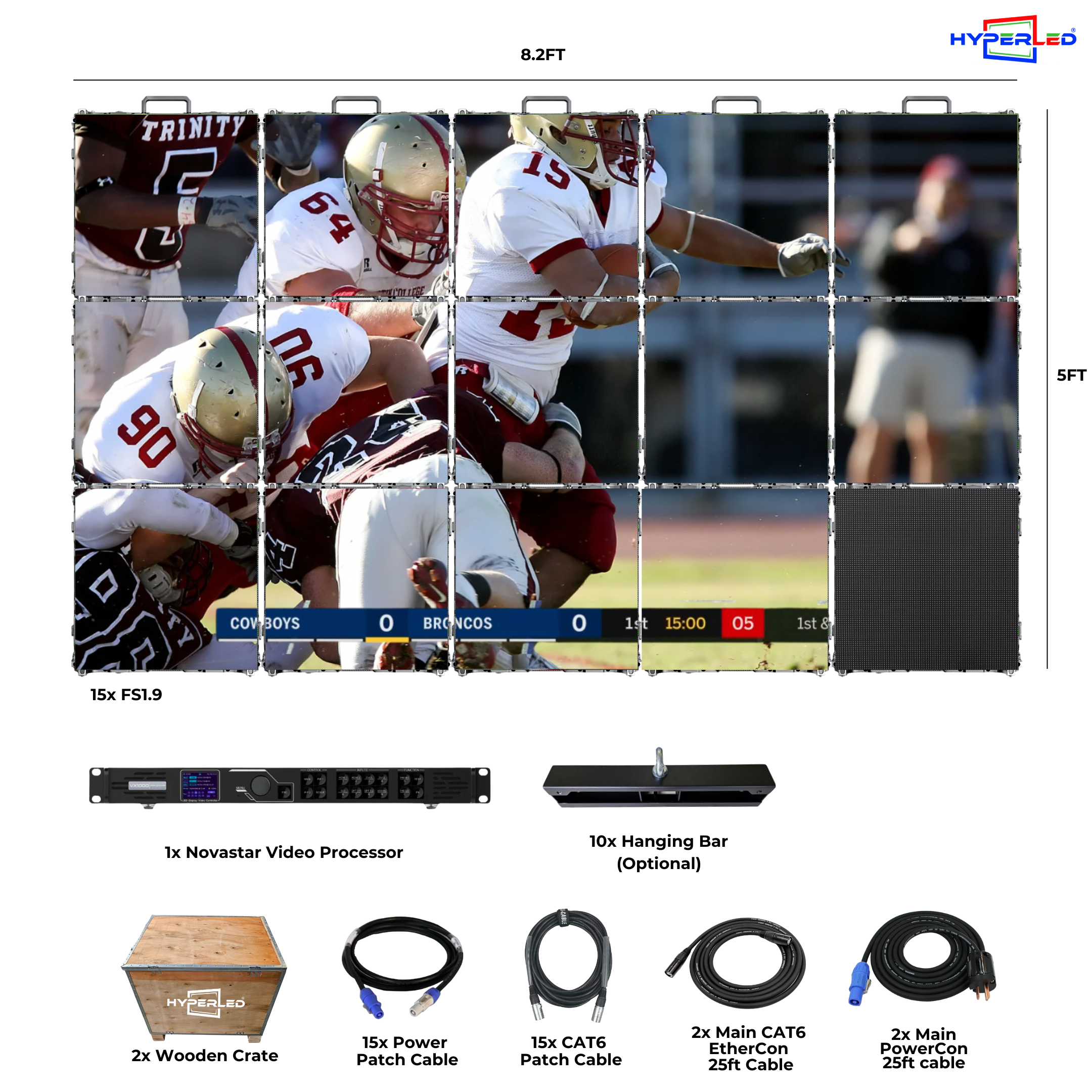 HyperLED Indoor Fixed P1.9mm 8.2'by 5' LED Video Wall Turnkey Solution