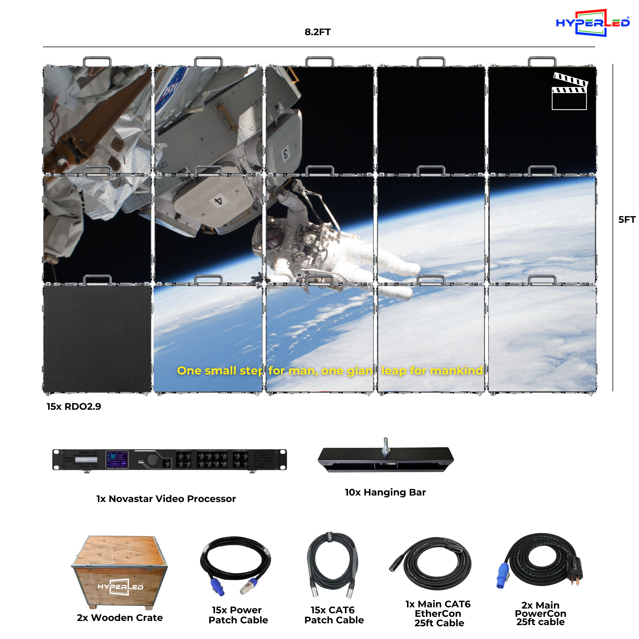 HyperLED Outdoor Rental P3.9mm 8.2' by 5' LED Video Wall Turnkey Solution