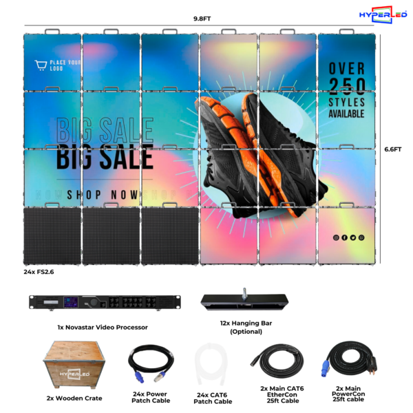 HyperLED Indoor Fixed P2.6mm 9.8'by 6.6' LED Video Wall Turnkey Solution