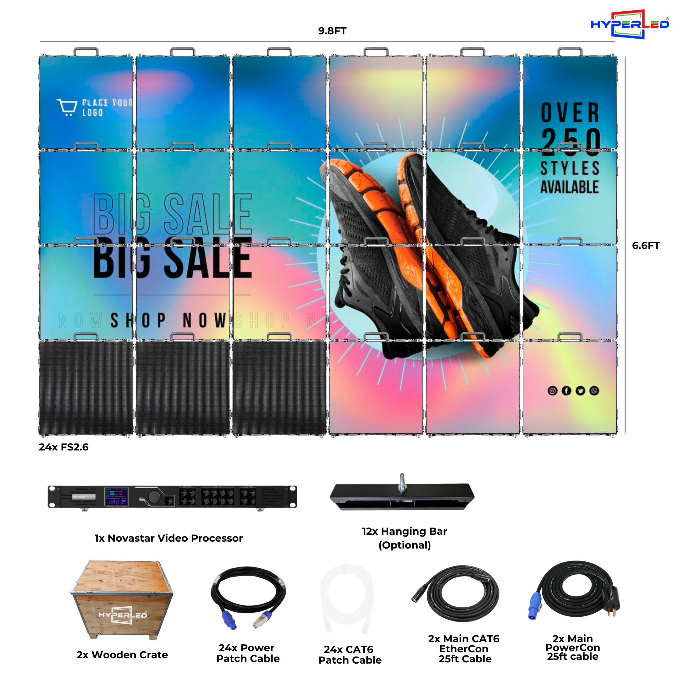 HyperLED Indoor Fixed P2.6mm 9.8'by 6.6' LED Video Wall Turnkey Solution