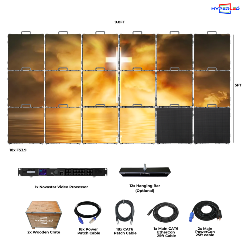 HyperLED Indoor Fixed P3.9mm 9.8'by 5' LED Video Wall Turnkey Solution