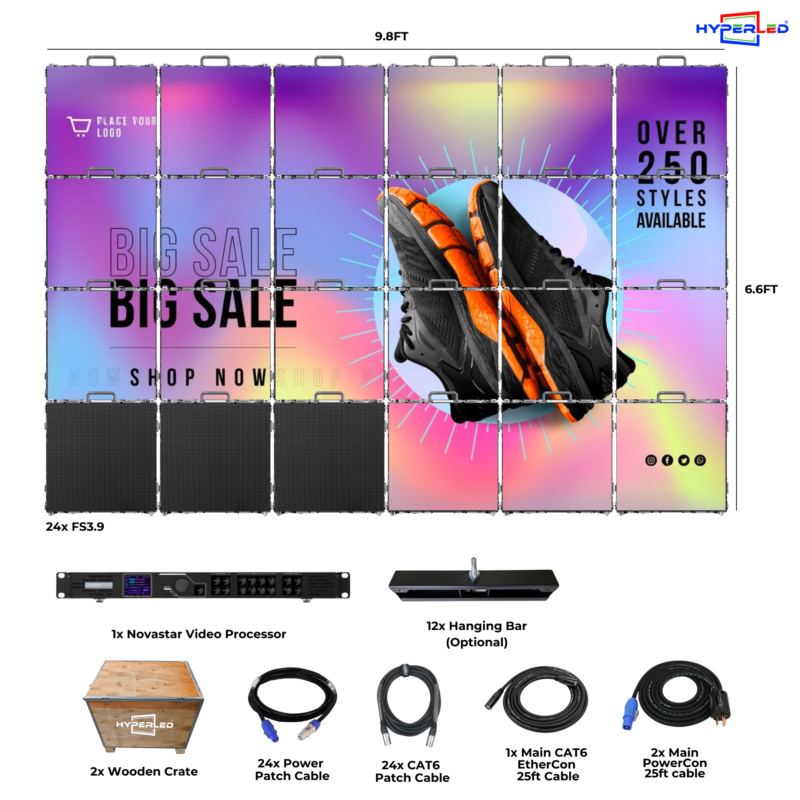 HyperLED Indoor Fixed P3.9mm 9.8'by 6.6' LED Video Wall Turnkey Solution