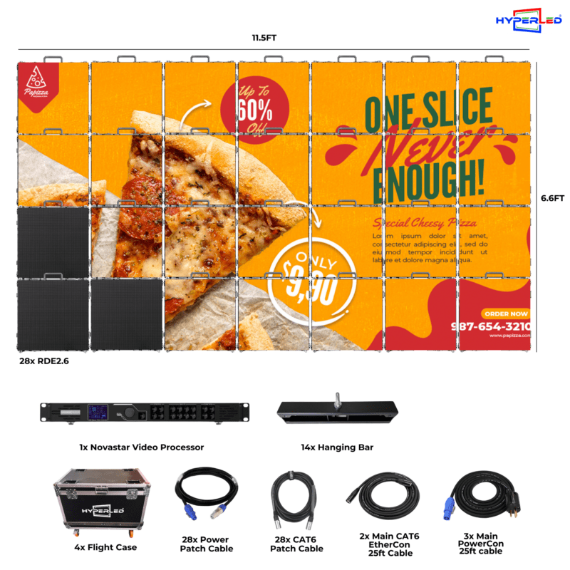 HyperLED Indoor Rental P2.6mm 11.5' by 6.6' LED Video Wall Turnkey Solution