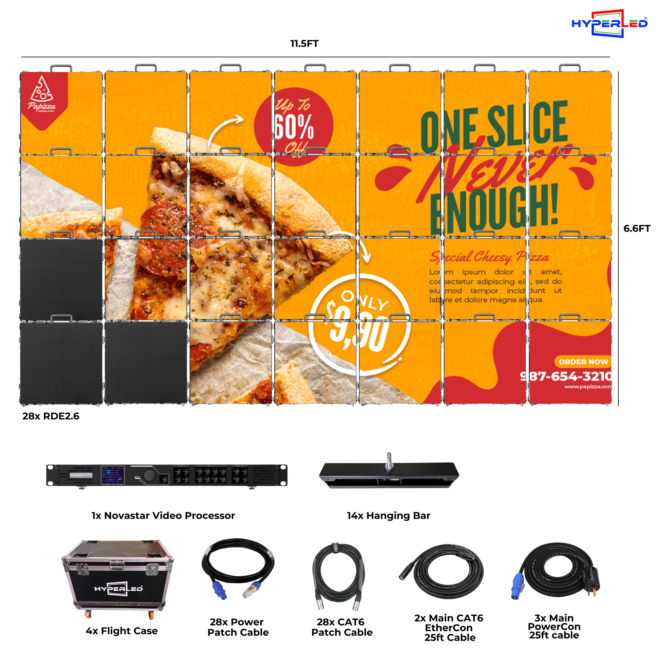 HyperLED Indoor Rental P2.6mm 11.5' by 6.6' LED Video Wall Turnkey Solution