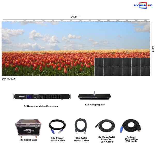 HyperLED Indoor Rental P2.6mm 26.2' by 9.8' LED Video Wall Turnkey Solution