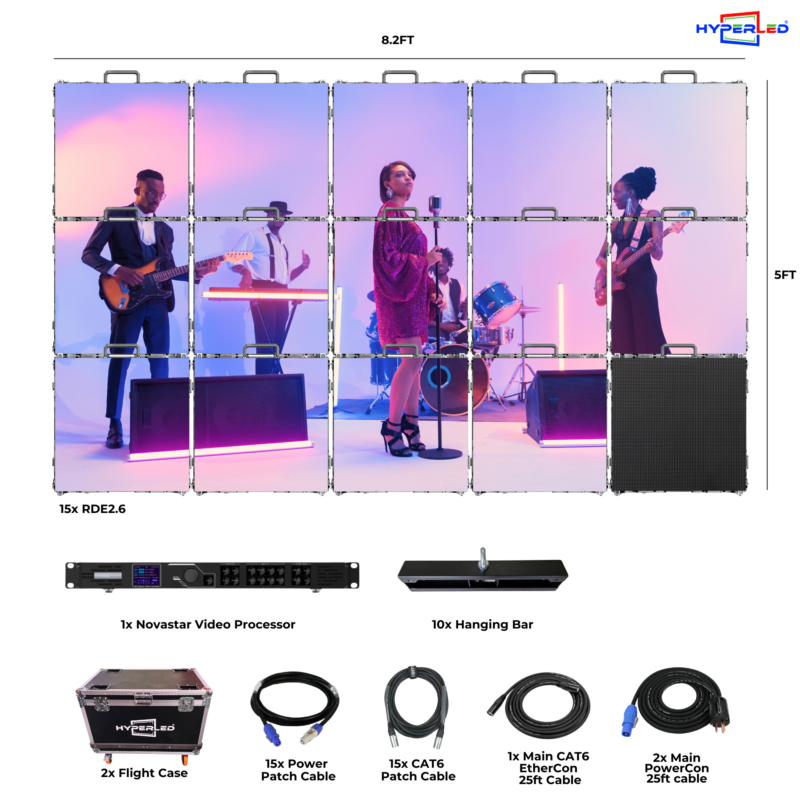 HyperLED Indoor Rental P2.6mm 8.2' by 5' LED Video Wall Turnkey Solution
