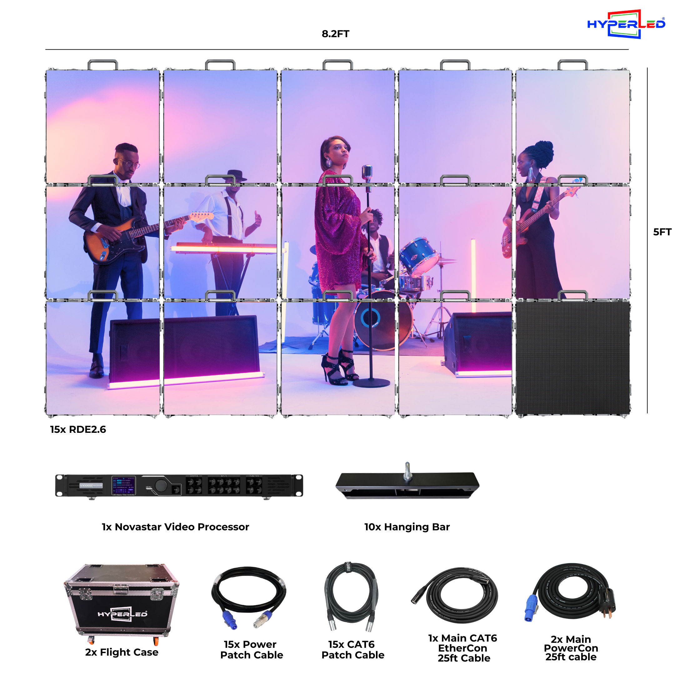 HyperLED Indoor Rental P2.6mm 8.2' by 5' LED Video Wall Turnkey Solution