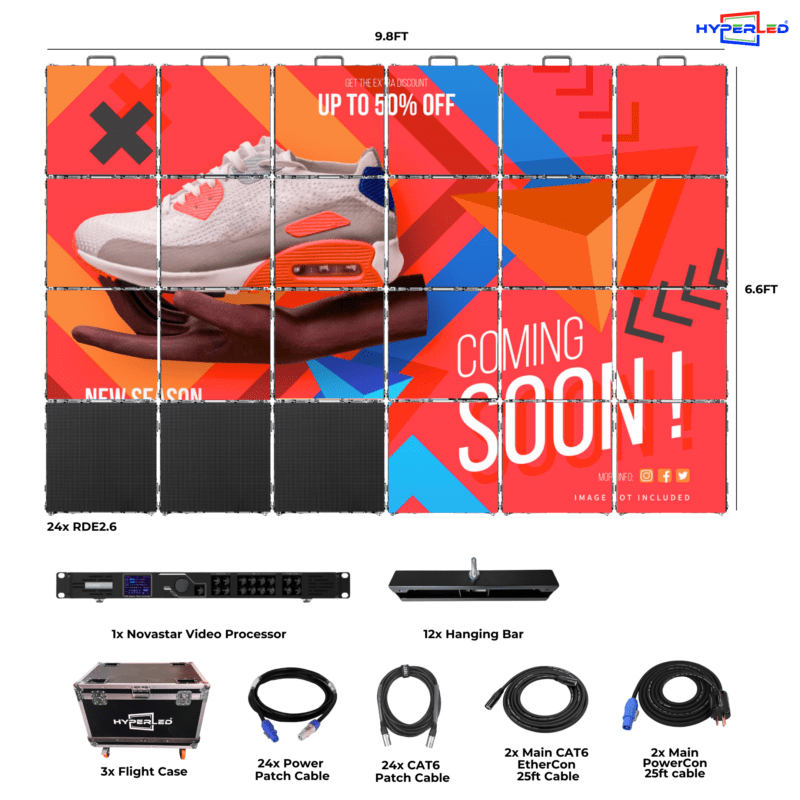 HyperLED Indoor Rental P2.6mm 9.8' by 6.6' LED Video Wall Turnkey Solution