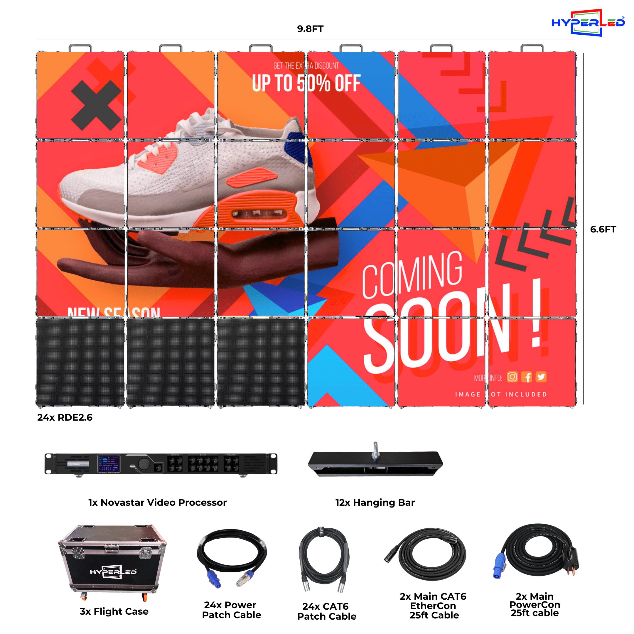HyperLED Indoor Rental P2.6mm 9.8' by 6.6' LED Video Wall Turnkey Solution