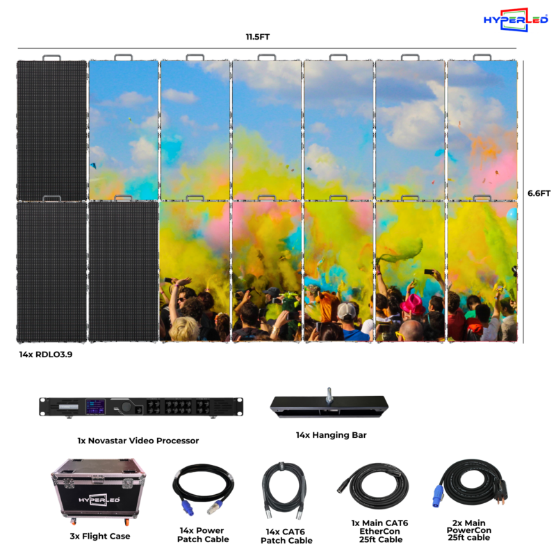 HyperLED RDLO3.9 Outdoor Rental P3.9mm 11.5' by 6.6' LED Video Wall Turnkey Solution