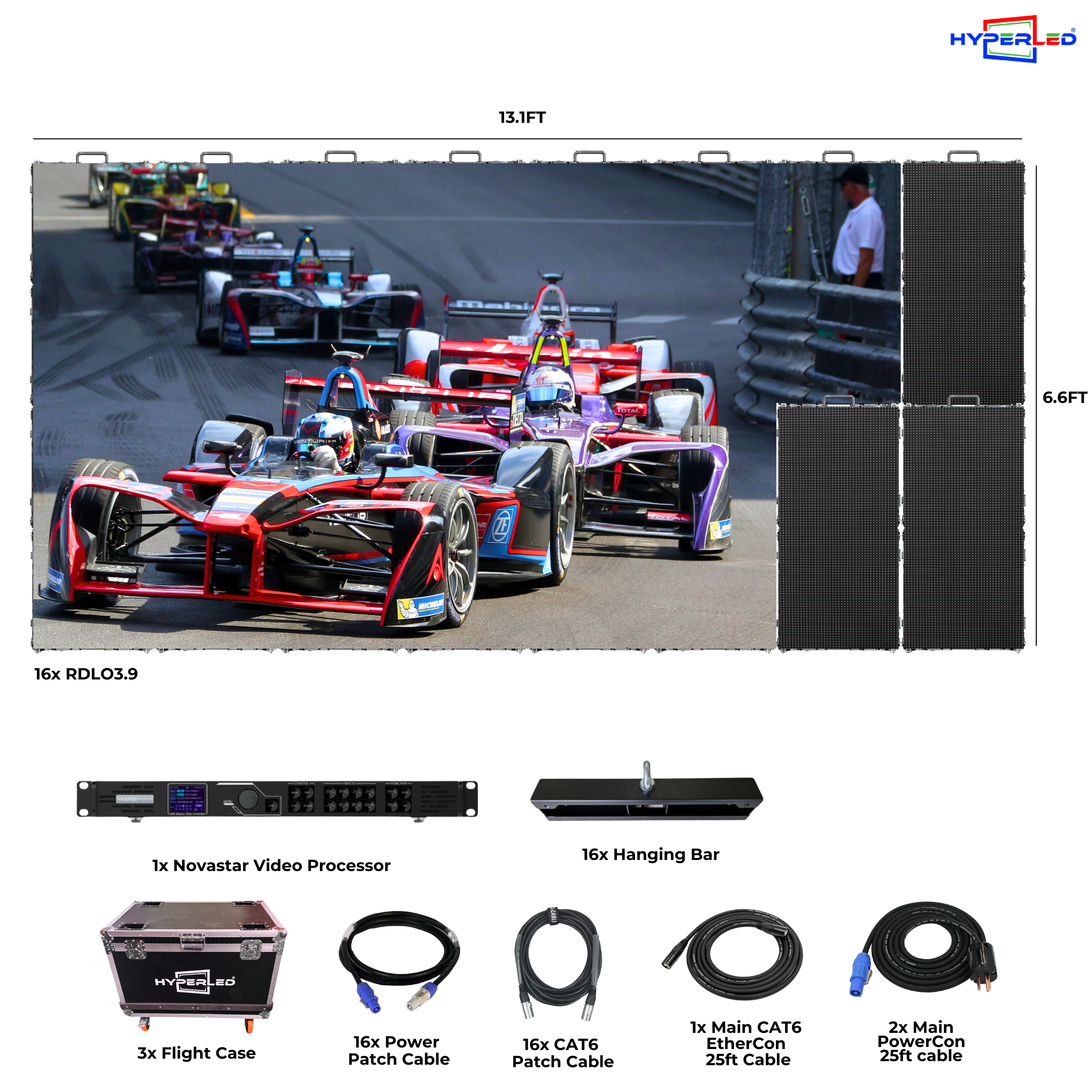 HyperLED RDLO3.9 Outdoor Rental P3.9mm 13.1' by 6.6' LED Video Wall Turnkey Solution