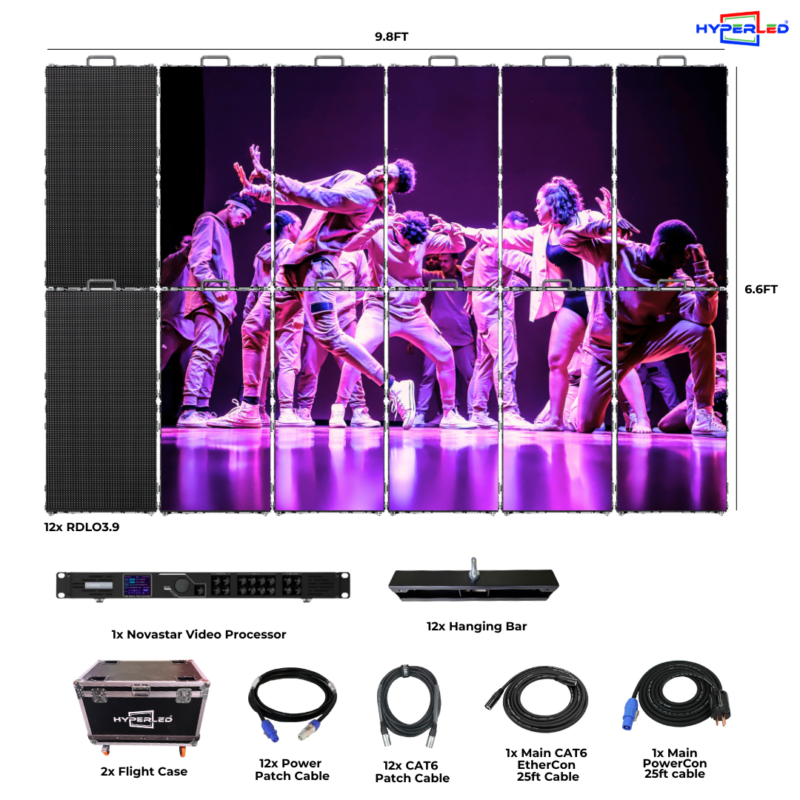 HyperLED RDLO3.9 Outdoor Rental P3.9mm 9.8' by 6.6' LED Video Wall Turnkey Solution