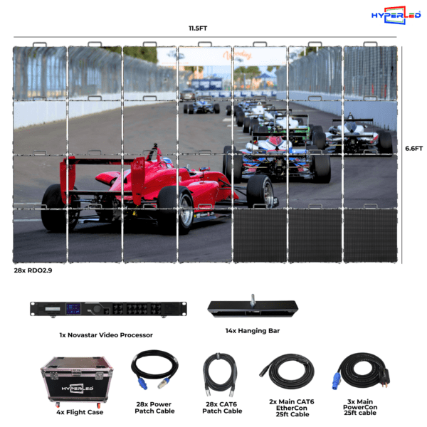 HyperLED Outdoor Rental P2.9mm 11.5' by 6.6' LED Video Wall Turnkey Solution