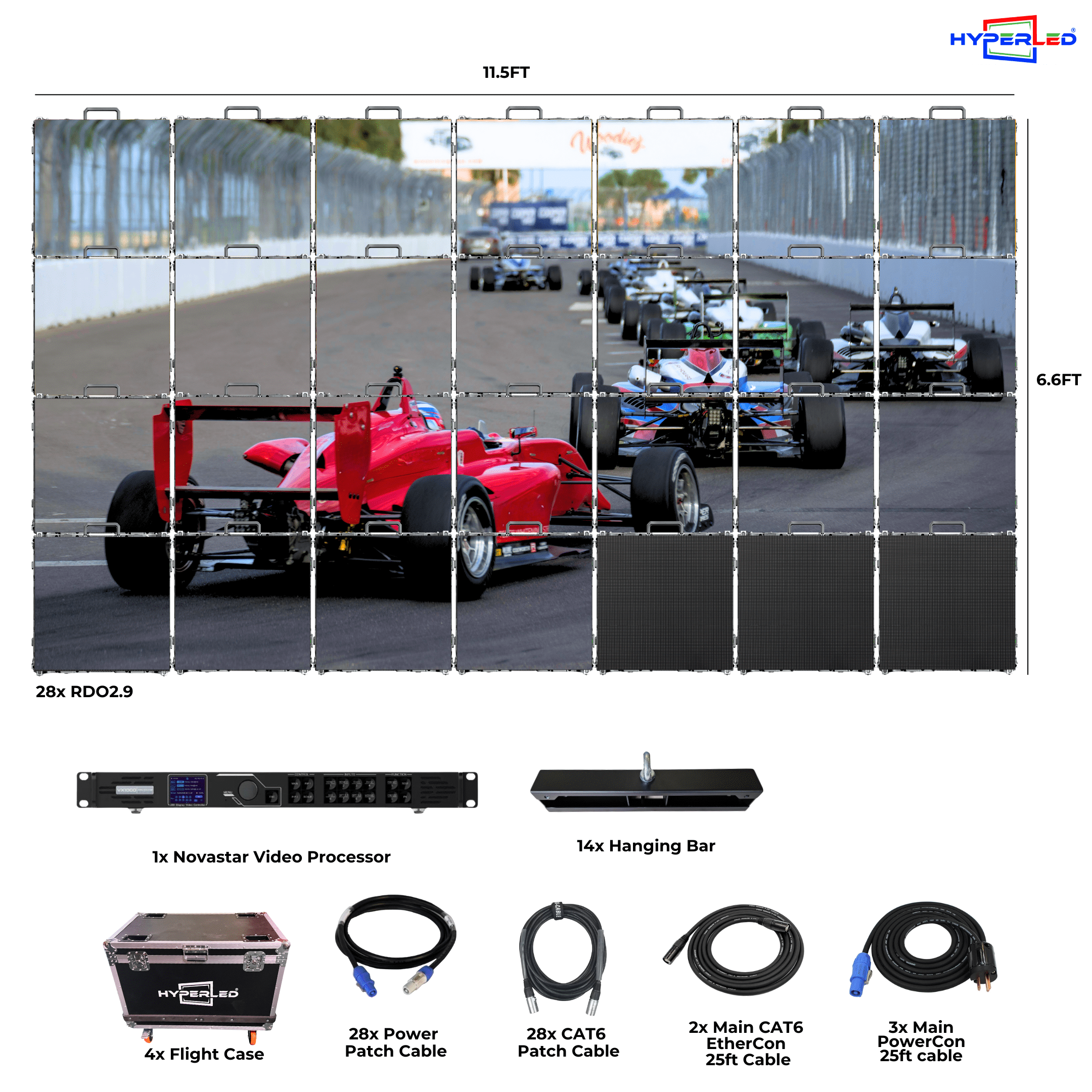 HyperLED Outdoor Rental P2.9mm 11.5' by 6.6' LED Video Wall Turnkey Solution