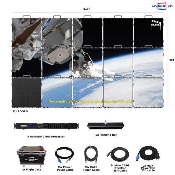 HyperLED Outdoor Rental P2.9mm 8.2' by 5' LED Video Wall Turnkey Solution