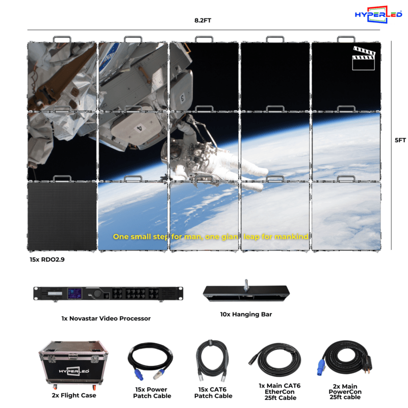 HyperLED Outdoor Rental P2.9mm 8.2' by 5' LED Video Wall Turnkey Solution