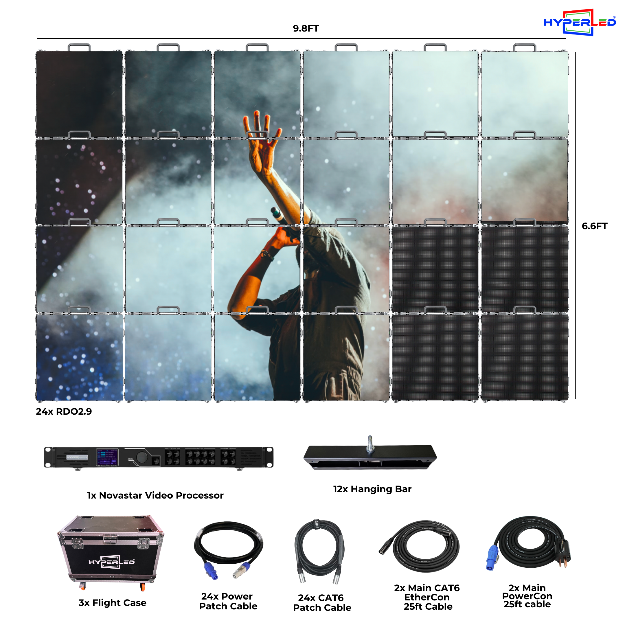 HyperLED Outdoor Rental P2.9mm 9.8' by 6.6' LED Video Wall Turnkey Solution