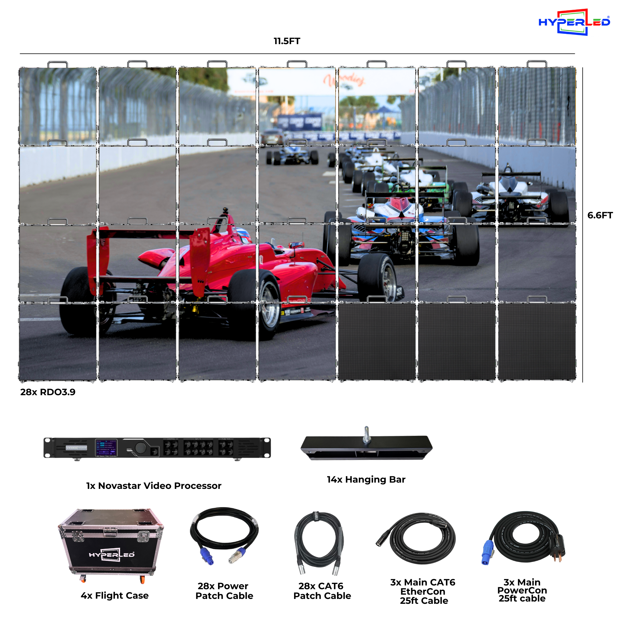 HyperLED Outdoor Rental P3.9mm 11.5' by 6.6' LED Video Wall Turnkey Solution