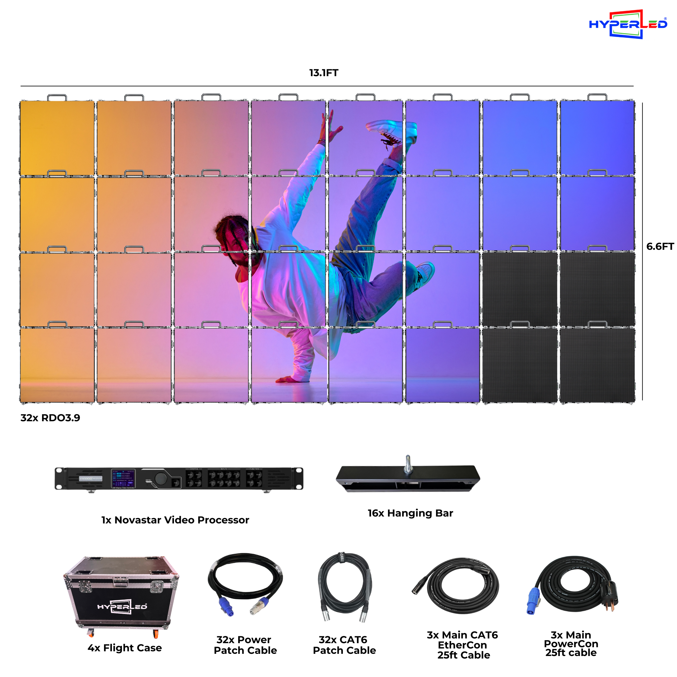 HyperLED Outdoor Rental P3.9mm 13.1' by 6.6' LED Video Wall Turnkey Solution