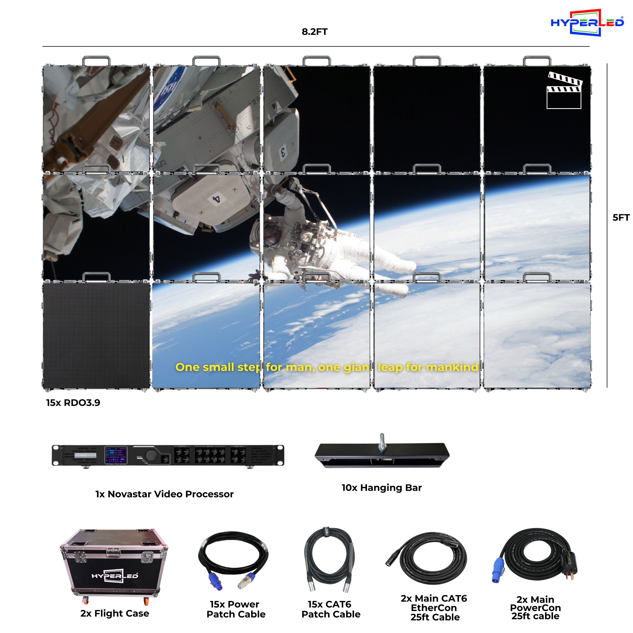 HyperLED Outdoor Rental P3.9mm 8.2' by 5' LED Video Wall Turnkey Solution