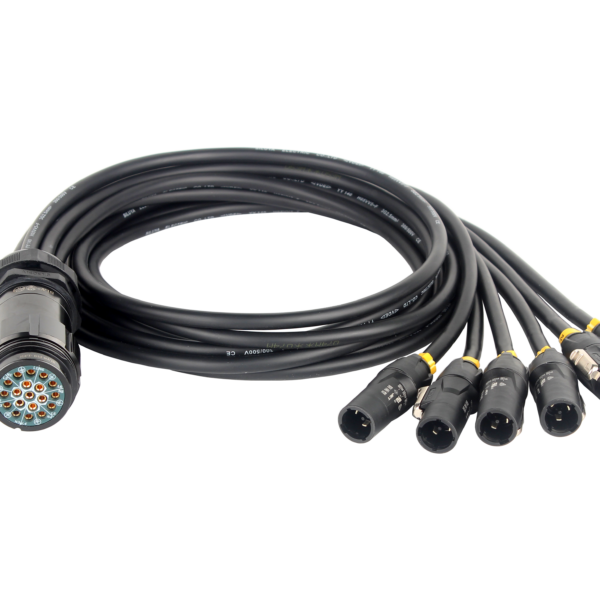 HYPERCORD 3ft 19Pin Female Socapex LSC-19 to (6) PowerCon Breakin Cable