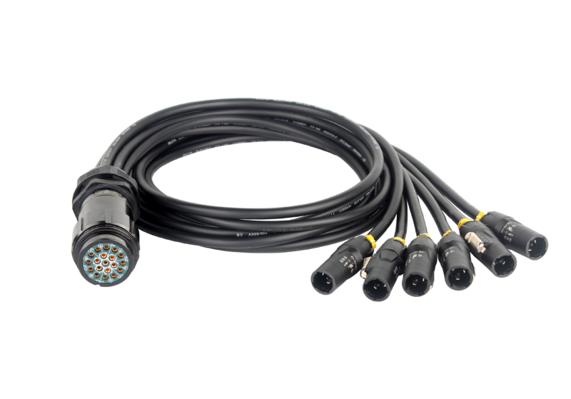 HYPERCORD 3ft 19Pin Female Socapex LSC-19 to (6) PowerCon Breakin Cable